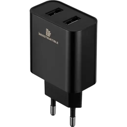 IND 3.1AMP Dual USB Wall Charger With Micro-USB & Type-C Cables Display